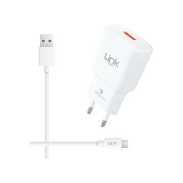Linktech T441 12W 2.4A QC3.0 Hızlı Şarj Aleti ve Micro USB Kablo Set
