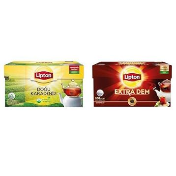 Lipton 100'lü Doğu Karadeniz Demlik Süzen Poşet + 100'lü Extra Dem Demlik Süzen Poşet Siyah Çay