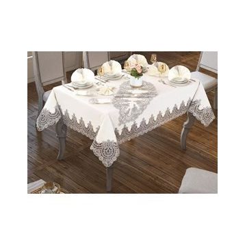 Lisa 18 Parça Krem Silver Masa Örtüsü Takımı