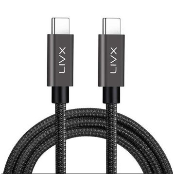 LivX Force GN-03 100W Usb-C To Usb-C 3.1 Gen2 10 Gbps 4K 60Hz 50 cm Örgülü Hızlı Şarj Data ve Görüntü Kablosu