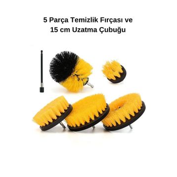 Livx Hygiene Matkap Ucuna Takılan Profesyonel Temizlik Fırçası 5 Parça ve 15 cm Uzatma Çubuğu