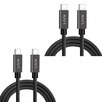 LivX İkili Paket Solid 100W 5A Type C to Type C PD 2.0 5 Gbps Space Gray 2 Metre Hızlı Şarj ve Data Kablosu