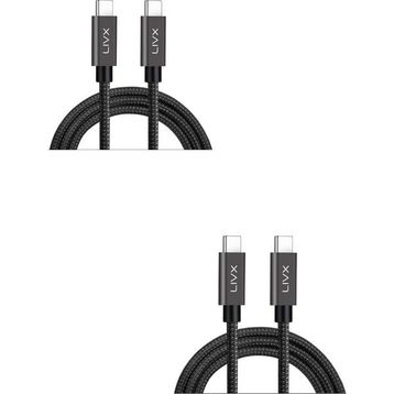 LivX İkili Paket Solid 100W 5A Type C to Type C PD 2.0 5 Gbps Space Gray 2 Metre Hızlı Şarj ve Data Kablosu