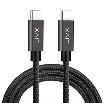 LivX LVA-TCT Solid 100W 5A Type C To 2 mt Space Gray Data Kablosu