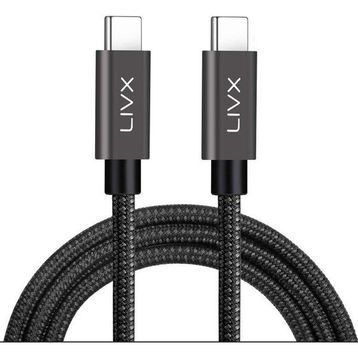 LivX LVA-TCT Solid 100W 5A Type C To 2 mt Space Gray Data Kablosu