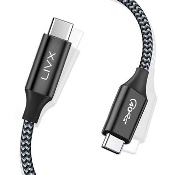 LivX TH02 Action Thunderbolt 4 Type C Kablo 100 W PD Şarj 1.8 Metre 40 Gbps Örgülü Kablo Veri ve Görüntü Aktarım Kablosu