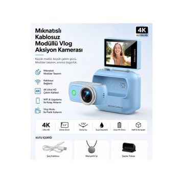 LK-018 Mavi Vlog Aksiyon Kamera