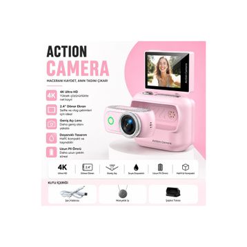 LK-018 Pembe Vlog Aksiyon Kamera