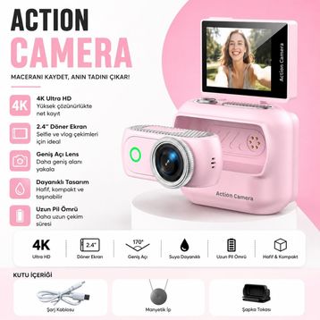 LK-018 Pembe Vlog Aksiyon Kamera