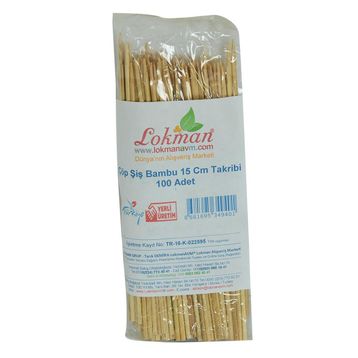 LokmanAvm 15 cm 100'lü Çöp Şiş Bambu Şişleri