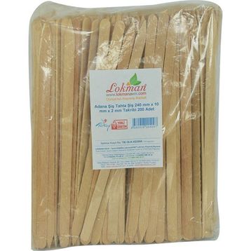 LokmanAvm Adana Şiş 240x10x2 mm 200 Adet Tahta Şiş