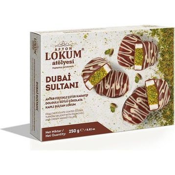 Lokum Atölyesi 250 gr Dubai Sultanı Antep Fıstıklı Çıtır Kadayıf Dolgulu Sütlü Çikolata Kaplı Sultan Lokum