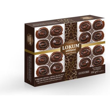Lokum Atölyesi 350 gr Türk Kahveli Kakaolu Fındık Krema Dolgulu Lokum