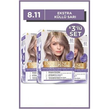 L'Oréal Paris Excellence 8.11 Ekstra Küllü Sarı 3'lü Saç Boyası