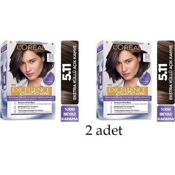 L'Oréal Paris Excellence Cool Creme 5.11 Ekstra Küllü Açık Kahve 2 Adet Saç Boyası