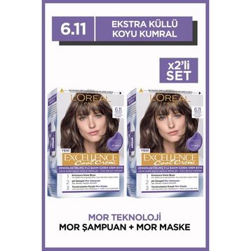 L'Oréal Paris Excellence Cool Creme 6.11 Ekstra Küllü Koyu Kumral 2'li Saç Boyası