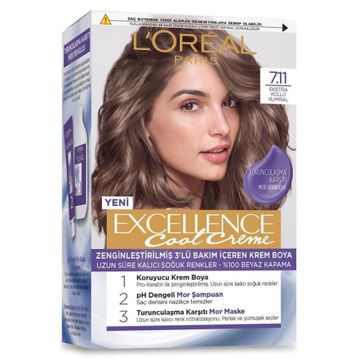 L’Oréal Paris Excellence Cool Creme 7.11 Ekstra Küllü Kumral 3x96 ml Saç Boyası