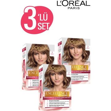 L'Oréal Paris Excellence Creme 7 Kumral 3'lü Saç Boyası