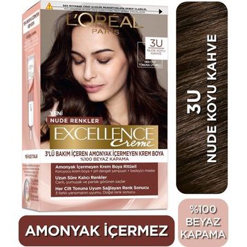 L'Oréal Paris Excellence Creme Nude Renkler 3U Nude Koyu Kahve Saç Boyası