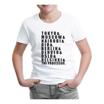 Lord T-Shirt ÇB-869 Beyaz La Casa De Papel Team Erkek Çocuk T-shirt