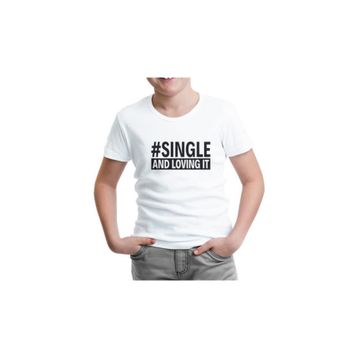 Lord T-Shirt ÇB-909 Beyaz Single And Loving It Erkek Çocuk T-shirt
