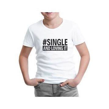 Lord T-Shirt ÇB-909 Beyaz Single And Loving It Erkek Çocuk T-shirt
