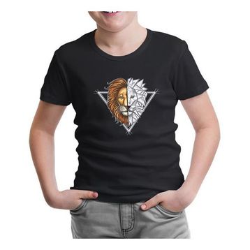 Lord T-Shirt ÇS-1553 Siyah Aslan Triangle Erkek Çocuk T-shirt