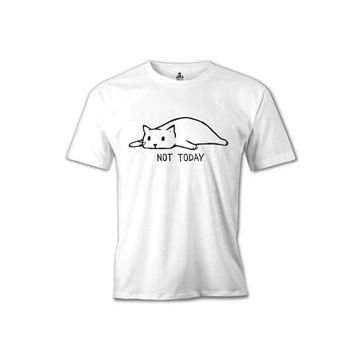 Lord T-Shirt Kedi - Not Today! Beyaz Erkek T-shirt