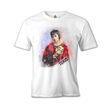 Lord T-Shirt La Casa De Papel Tokio Mask Beyaz Erkek T-Shirt