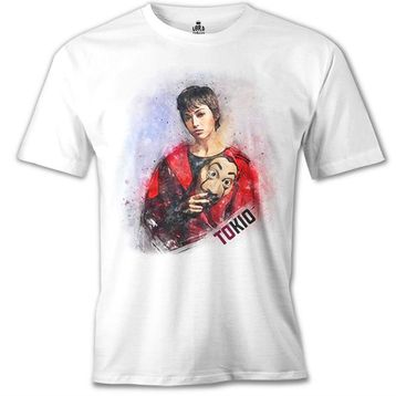 Lord T-Shirt La Casa De Papel Tokio Mask Beyaz Erkek T-Shirt