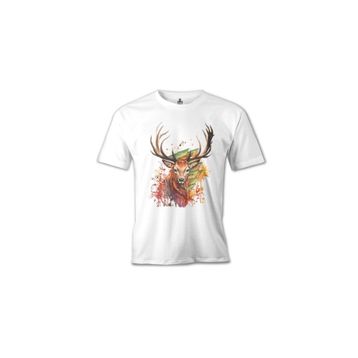 Lord T-Shirt MB-953 Geyik Forest Beyaz Erkek T-Shirt