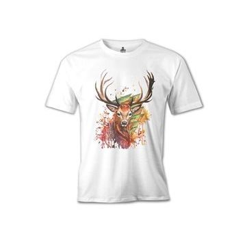 Lord T-Shirt MB-953 Geyik Forest Beyaz Erkek T-Shirt