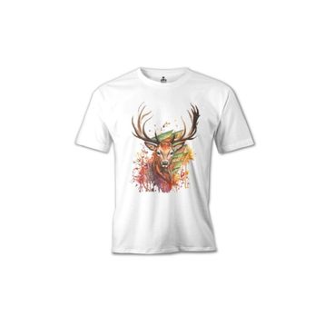 Lord T-Shirt MB-953 Geyik Forest Beyaz Erkek T-Shirt