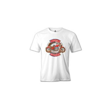 Lord T-Shirt MB-964 Model Motosiklet Beyaz Erkek T-Shirt
