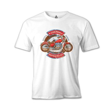 Lord T-Shirt MB-964 Model Motosiklet Beyaz Erkek T-Shirt