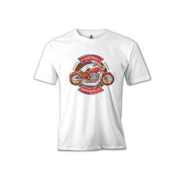 Lord T-Shirt MB-964 Model Motosiklet Beyaz Erkek T-Shirt