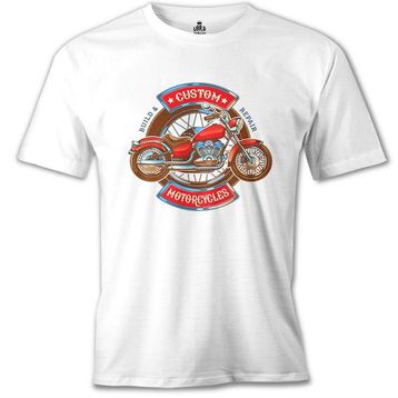 Lord T-Shirt MB-964 Model Motosiklet Beyaz Erkek T-Shirt