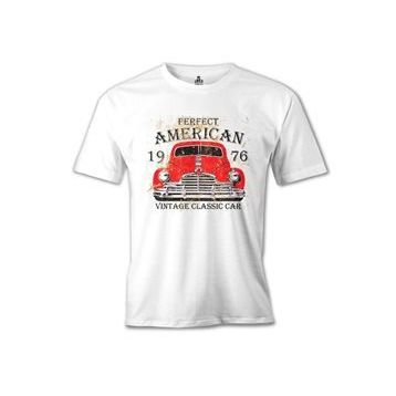 Lord T-Shirt MB-965 Amerikan Klasik Araba Beyaz Erkek T-Shirt