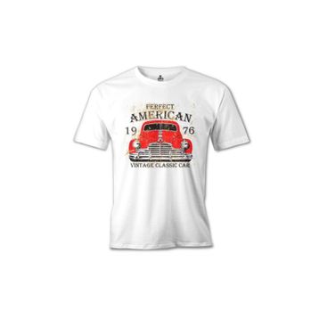 Lord T-Shirt MB-965 Amerikan Klasik Araba Beyaz Erkek T-Shirt