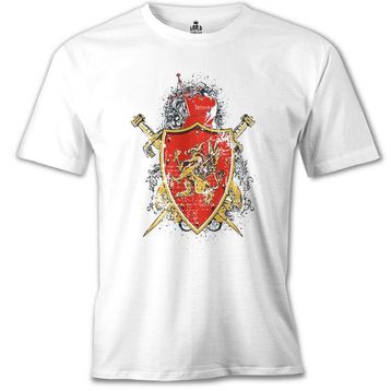 Lord T-Shirt MB-967 Dragon Shield Beyaz Erkek T-Shirt