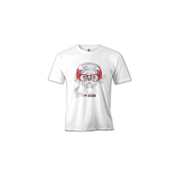 Lord T-Shirt MB-975 Köpek Müzik Beyaz Erkek T-Shirt