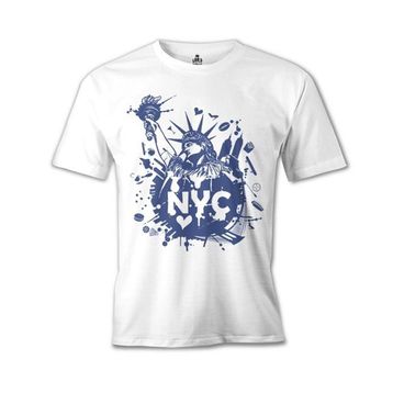 Lord T-Shirt New York Özgürlük Anıtı Beyaz Erkek T-Shirt