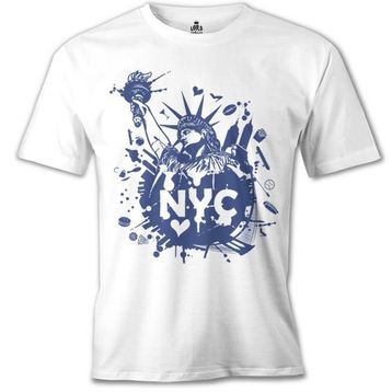 Lord T-Shirt New York Özgürlük Anıtı Beyaz Erkek T-Shirt