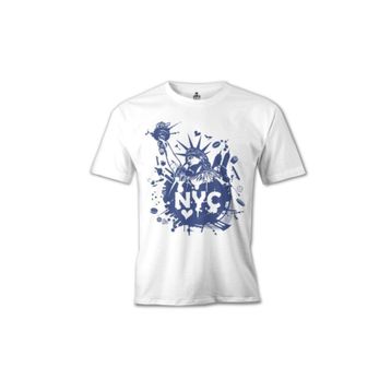 Lord T-Shirt New York Özgürlük Anıtı Beyaz Erkek T-Shirt