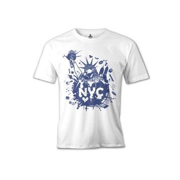 Lord T-Shirt New York Özgürlük Anıtı Beyaz Erkek T-Shirt