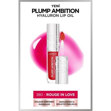Loreal Paris 380 Rouge In Love Plump Ambition Hyaluron Lip Oil Besleyici ve Nemlendirici Dudak Parlatıcısı