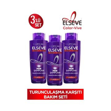 Loreal Paris Elseve Turunculaşma Karşıtı 3x200 ml Mor Şampuan + Color Queen Göz Farı