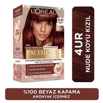 Loreal Paris Excellence Creme Nude 4UR Nude Koyu Kızıl Renkler Saç Boyası