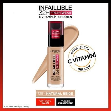 LOreal Paris Infaillible 32H Fresh Wear C Vitaminli 125 Natural Beige Fondöten