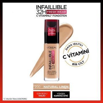 L'Oreal Paris Infaillible 32H Fresh Wear C Vitaminli 200 Natural Linen Fondöten
